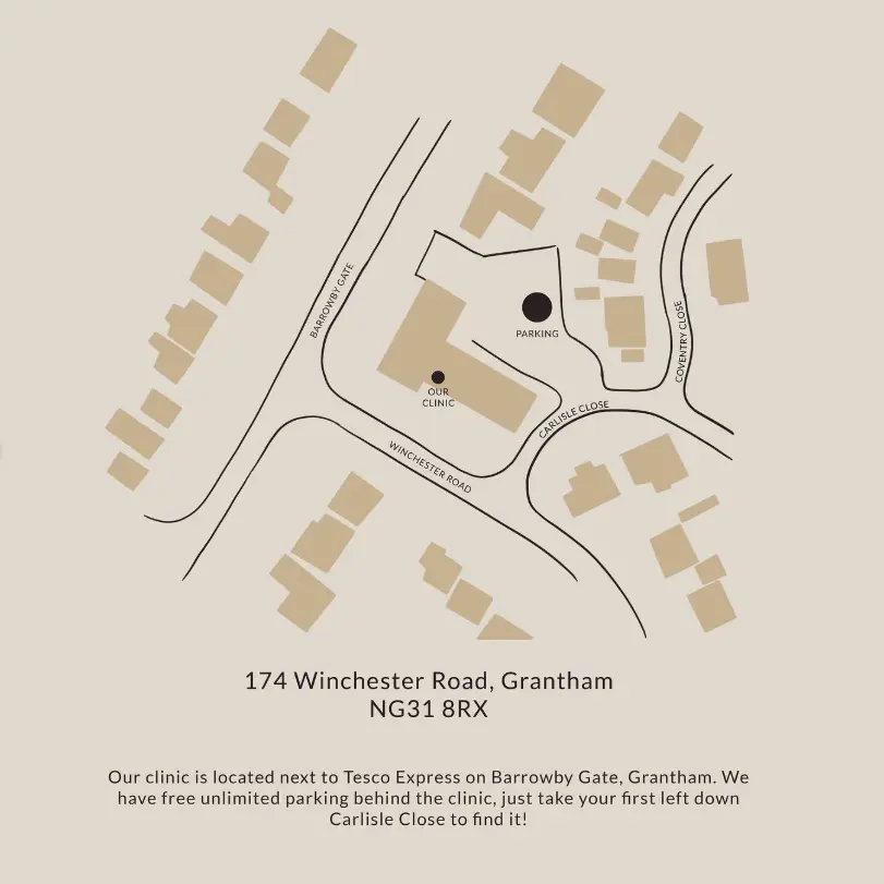 Middleton Aesthetics Location Map - 174 Winchester Road, Grantham, NG31 8RX